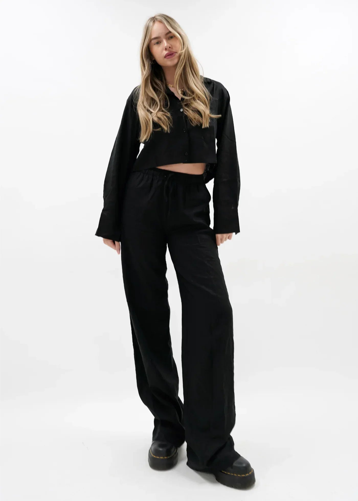 "Jennifer" Leinenhose Schwarz